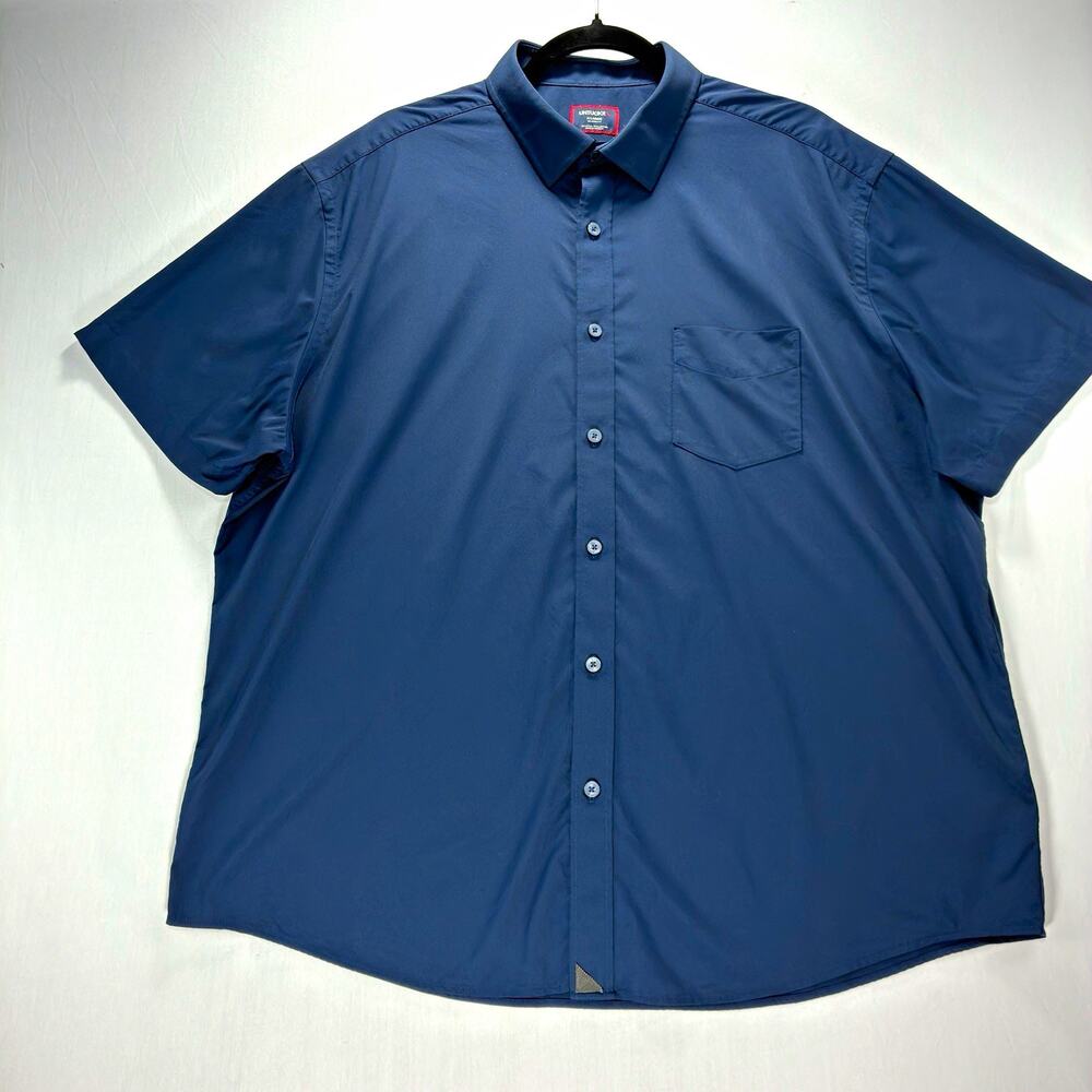 UNTUCKit Button Up Shirt Men’s XL Blue Solid Short Sleeve Relaxed Woven Nylon